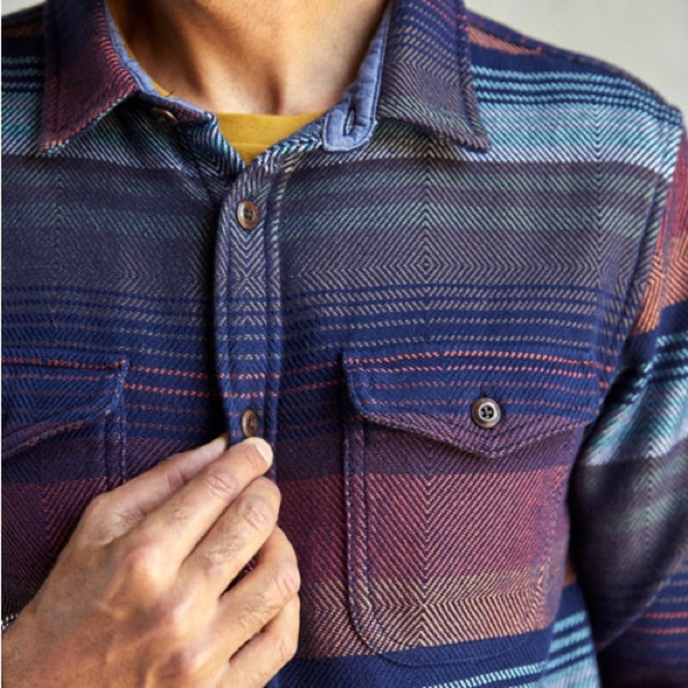 Men’s Outerknown Blanket Shirt - Burnt Sonoran Stripe - Picture 2 of 7